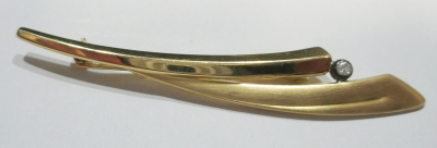 Vintage Brosche Amerik Teka Klotz Pforzheim 6,6x1,2cm #b