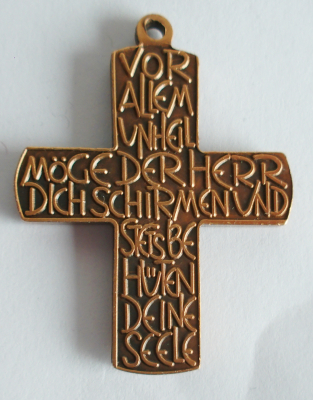 Kleines Bronze Kreuz mit Muster Anhänger 4,3x3,1cm #2