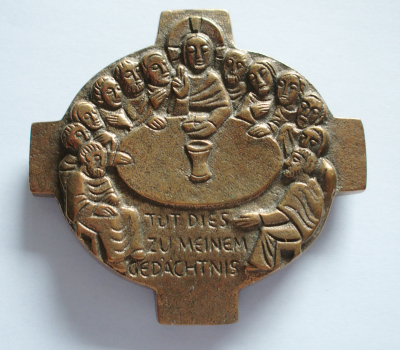 Bronze Kreuz Abendmahl Tut dies zu meinem Gedächtnis 9,7x9cm #15