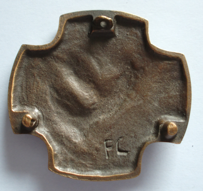 Bronze Kreuz mit Taube signiert FC 7,2x7,5cm #18