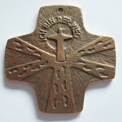 Bronze Kreuz Ich bin der Weg Maria Laach 6,7x6,9cm #20
