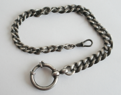 Uhrenkette Taschenuhrkette Rundpanzer Silber 800 - 23,3g - 26,5cm