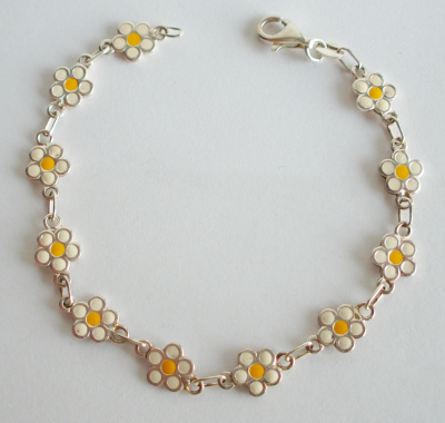Armband Silber 925 mit Gänseblümchen Email 19cm 6,6g