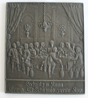 Buderus Eisenguß Reliefplatte 1978 Hochzeit zu Kana 12,5x10,8cm