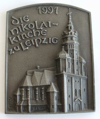 Buderus Eisenguß Relief Kunstguss Nikolai-Kirche Leipzig 1991 KLB Böke 11,6x9,3