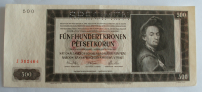 Banknote Specimen 500 Kronen Böhmen und Mähren 1942