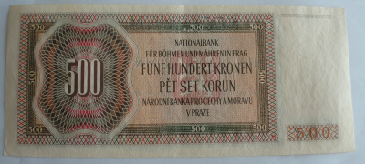Banknote Specimen 500 Kronen Böhmen und Mähren 1942
