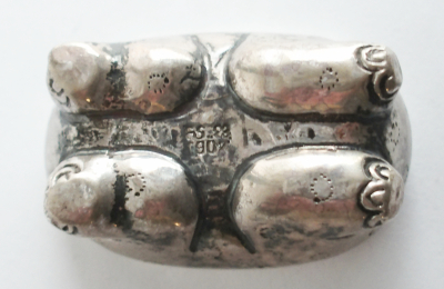 Alte Beteldose Pillendose Schmuckdose Betelnuss Elefant Silber 900 31,5g
