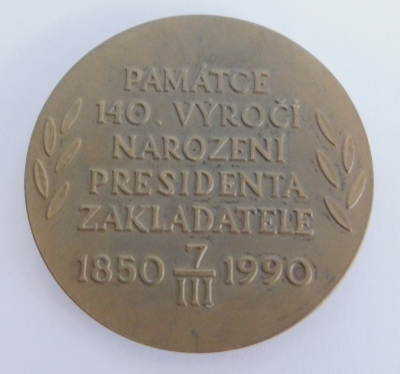 Alte Bronze Medaille Tomas G. Masaryk 1850 1990 Tschechoslowakei O. Spaniel Ø6cm