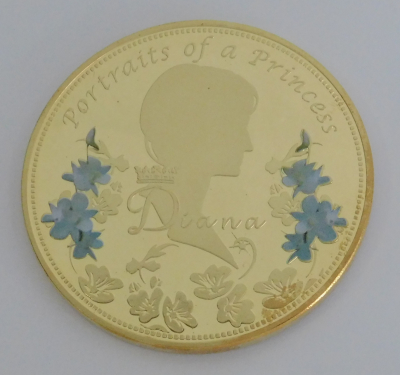 Gigant Medaille Lady Diana - Portraits of a Princess blauer Stein Ø70mm
