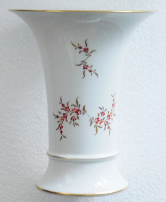 Trichtervase Höchst handbemalt Blüten orange-gold I. Wahl Vase 20,5cm