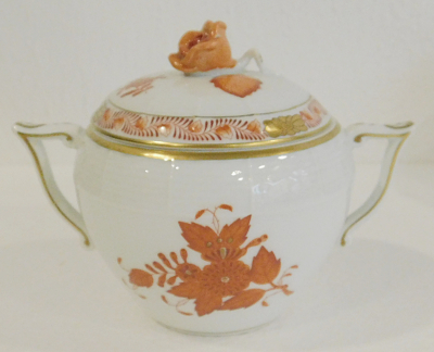 Zuckerdose Herend Apponyi orange 665/AOG Ø9cm