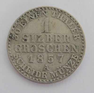 1 Silbergroschen 1857 A 30 einen Thaler Scheidemünze Friedrich Wilhelm IV 2,04g