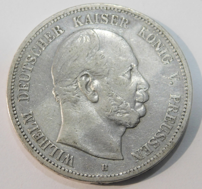 5 Mark Deutsches Reich Preussen 1876 B Wilhelm Silber 900 27,4 g Ø3,8cm