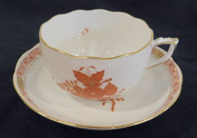 Kaffeetasse oder Teetasse mit Untertasse Herend Apponyi orange