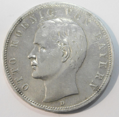 5 Mark Deutsches Reich Bayern 1903 D Otto Silber 900 27,6 g Ø3,8cm