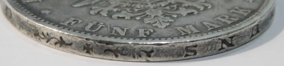 5 Mark Deutsches Reich Freie Hansestadt Hamburg 1876 J Silber 900 27,4 g Ø3,8cm