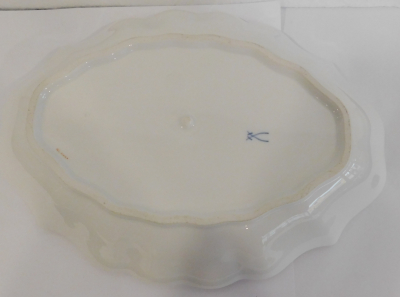 Ovale Schale Meissen bunte Blume 040110 I. Wahl geschweifter Rand 27x19cm