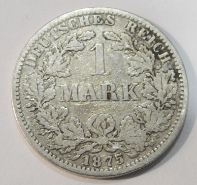 1 Mark Deutsches Reich 1875 A Silber 900 5,37g Ø2,4cm