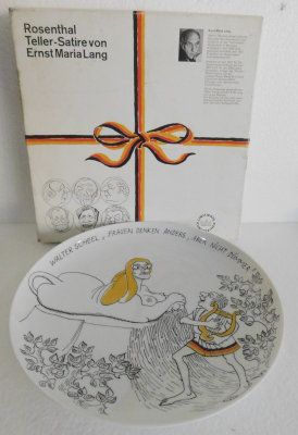 Rosenthal Satire Teller Walter Scheel Design Lang Wandteller limitiert Ø26cm
