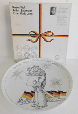 Rosenthal Satire Teller Theodor Heuss Design Lang Wandteller limitiert Ø26cm