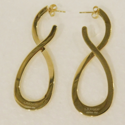 1 Paar große goldfarbene Ohrringe LR Joyce goldfarben Schlaufe Stecker