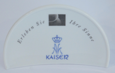 Porzellanaufsteller AK Kaiser - Erleben Sie Ihre Sinne Aufsteller Werbung