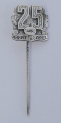 Alte Nadel Pin Abzeichen 25 Jahre Arbeit für Opel Silber 800 2,8g