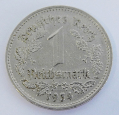 1 Reichsmark 1934 A 4,7g Ø2,2cm