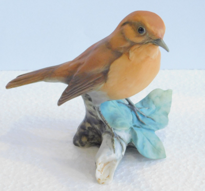 Porzellanfigur Vogel Rotkehlchen ? AK Kaiser 575 Bisquitporzellan 10cm
