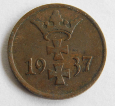 Alte Münze 1 Pfennig Danzig 1937 1,7cm