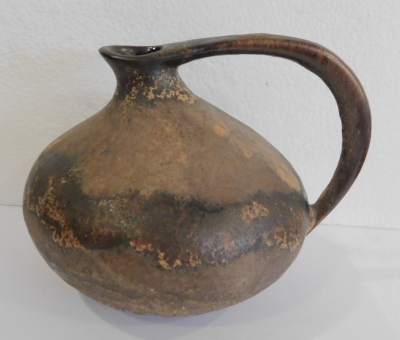 Keramik Vase Henkelvase Ruscha 313 Entw. Tschörner braun Lava 15,5cm