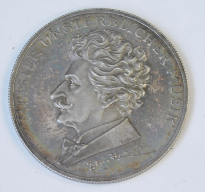 Medaille Johann Strauss / Stephansdom Wien von Bodlak Silber 925 16,12g 3,5cm