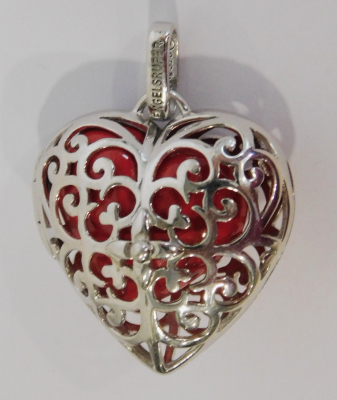 Anhänger Medaillon Engelsrufer Herz rot Silber 925 - 7,5g - 2,8x2,8x1,5cm