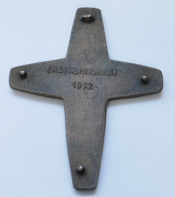 Bronze Kreuz Wandkreuz Relief Inri Erstkommunion 1972 12,5x9,7cm