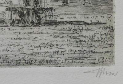 Original Radierung Wiesbaden Kurhaus signiert G63 31,7x25,7 / 18,4x14cm