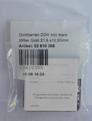 1/500 Unze Gold 999 - 500 Mark DDR