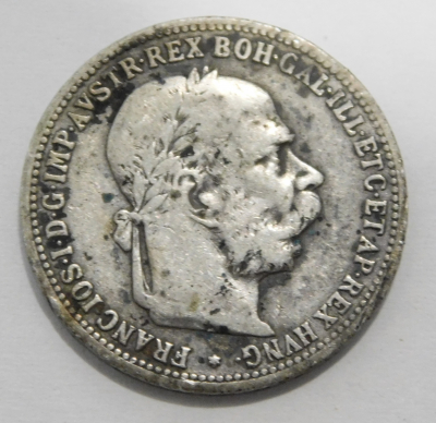 1 Krone Österreich 1893 Silber 835 4,86g Ø2,3cm