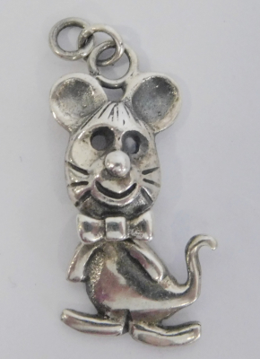 Kleiner Anhänger Maus beweglich Bettelarmband Kette Silber 925 2,7x1,4cm 1,6g