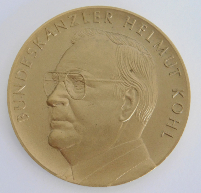 Große Messing Medaille Bundeskanzler Helmut Kohl Einigkeit Recht Freiheit Ø5cm