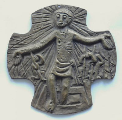 Bronze Kreuz Egino Weinert Deinen Tod verkünden wir - Auferstehung 9,5x9,5cm