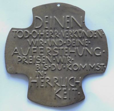 Bronze Kreuz Egino Weinert Deinen Tod verkünden wir - Auferstehung 9,5x9,5cm