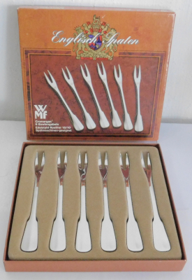 6 Bowlengabeln WMF Englisch Spaten cromargan 10,5cm Bowlegabel Piekser