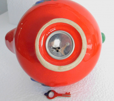Vintage Keramikfigur lustige Ente rot als Spardose wohl Wächtersbach 15cm