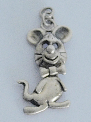 Kleiner Anhänger Maus beweglich Bettelarmband Kette Silber 925 2,8x1,3cm 1,6g