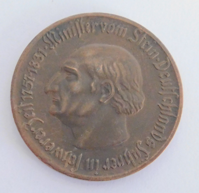 Alte Münze Notgeld Provinz Westfalen 1921 10 Mark Minister vom Stein Ø3,8cm
