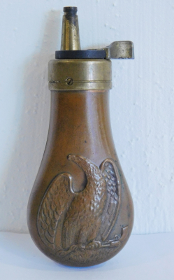 Alte Pulverflasche Pulverkolben Kupfer Messing Adler 10cm