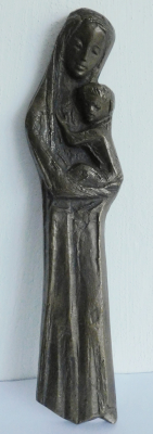 Bronze Relief Madonna mit Kind / Maria mit Jesus Joseph Krautwald 41cm