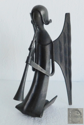 Bronzefigur Engel knieend mit Posaune Kunstschmiede Bergmeister Ebersberg 18cm