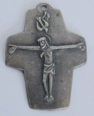 Anhänger Kreuz Relief Jesus Taube Silber 800 6,6g 3,2x2,4cm